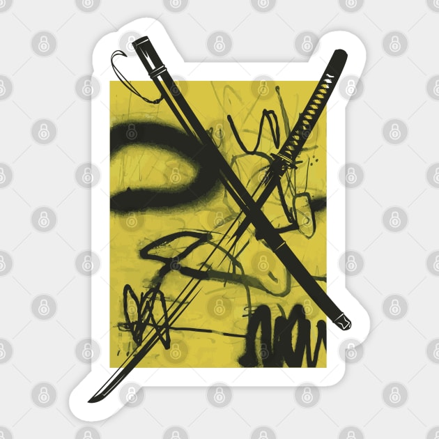 Abstra Yellow Katana Sticker by Looki